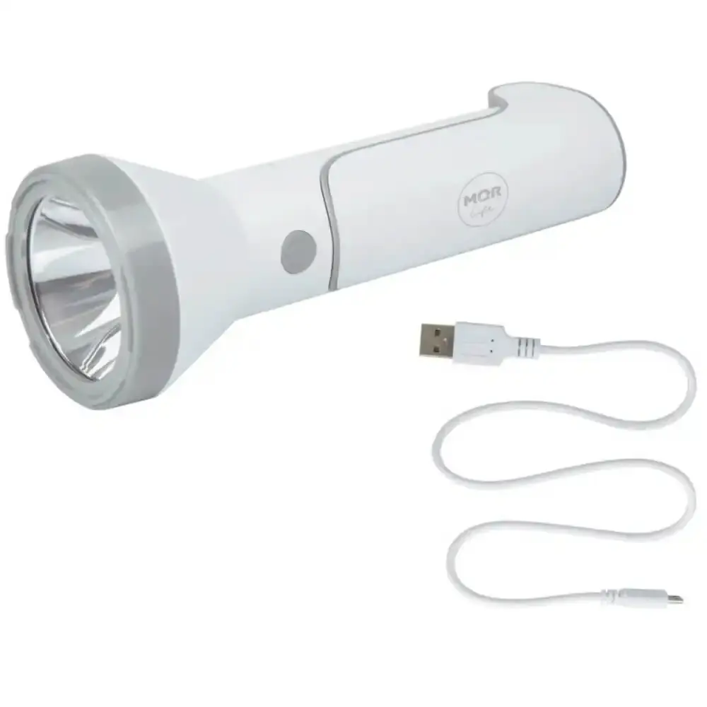Lanterna recarregável USB 140LM led com função luminária bivolt Mor