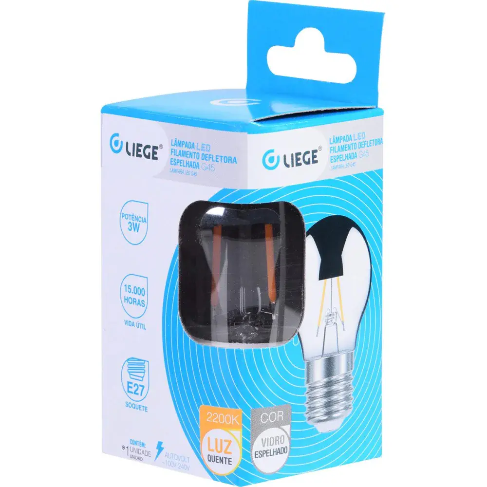Lâmpada led filamento espelhado globo G45 bivolt Liege — fotografia 5