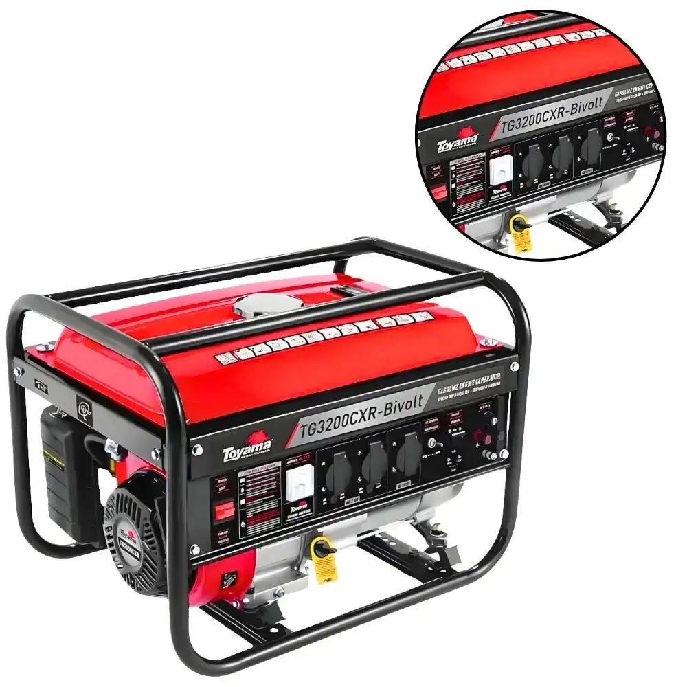 Gerador de energia a gasolina 3,1 kva bivolt partida manual TG3200CXR Toyama com parafusadeira 4,8V torque 3NM evald — fotografia 3