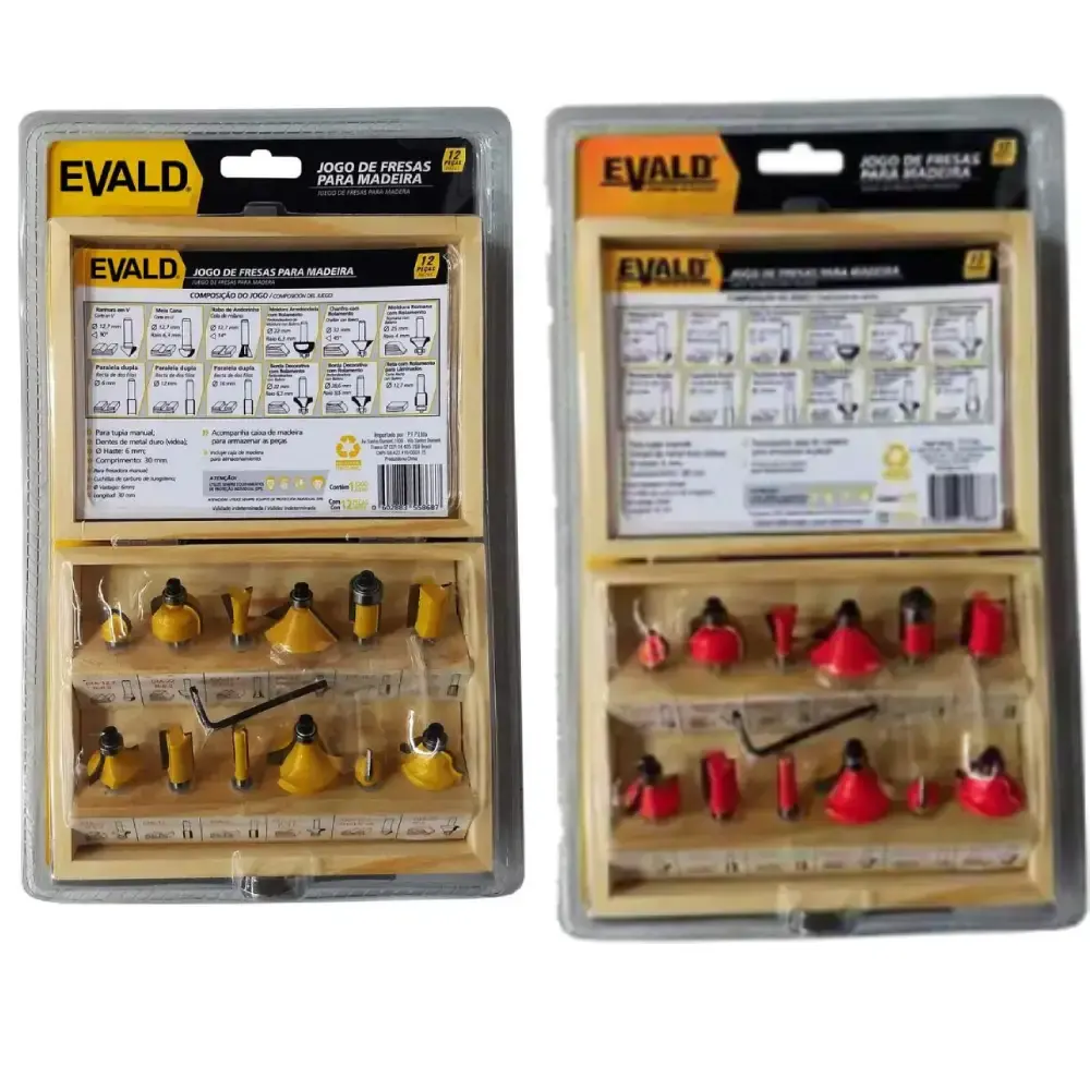 Jogo de fresas tupia para madeira kit 12 peças haste 6 MM EVJF-12 Evald — fotografia 4