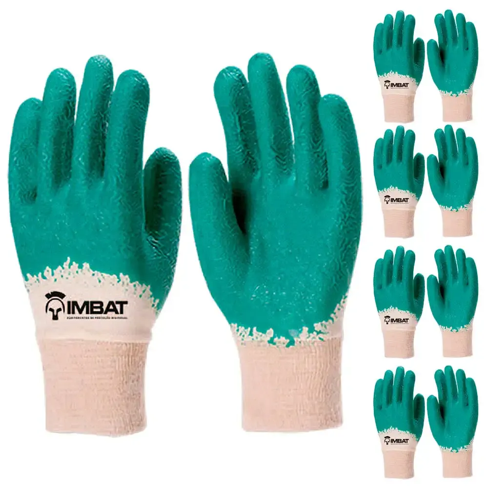 Kit 5 luvas poliéster banhada látex palma corrugada verde TAM 9 LV-S-BLV-9 Imbat