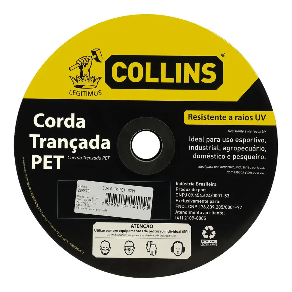 Corda pet trançada colorida 16MMX55M Collins — fotografia 3