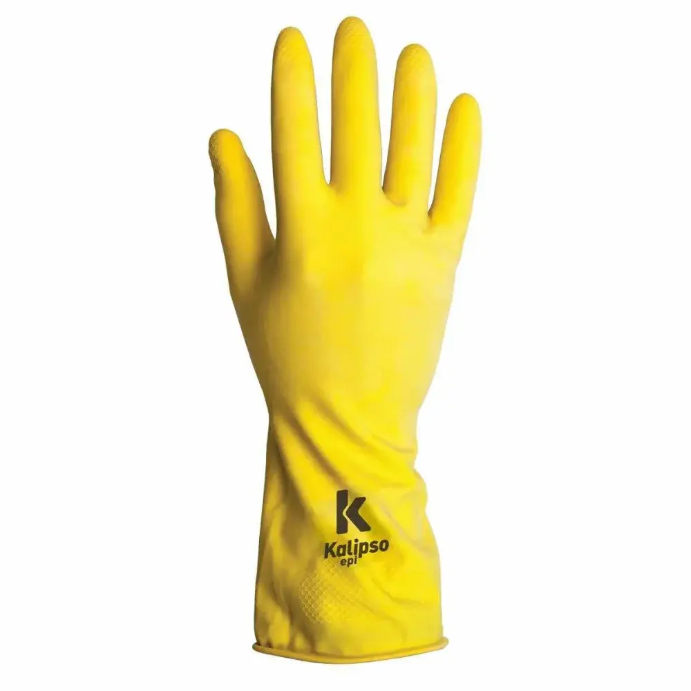 Luva látex light tamanho grande amarelo Kalipso — fotografia 4