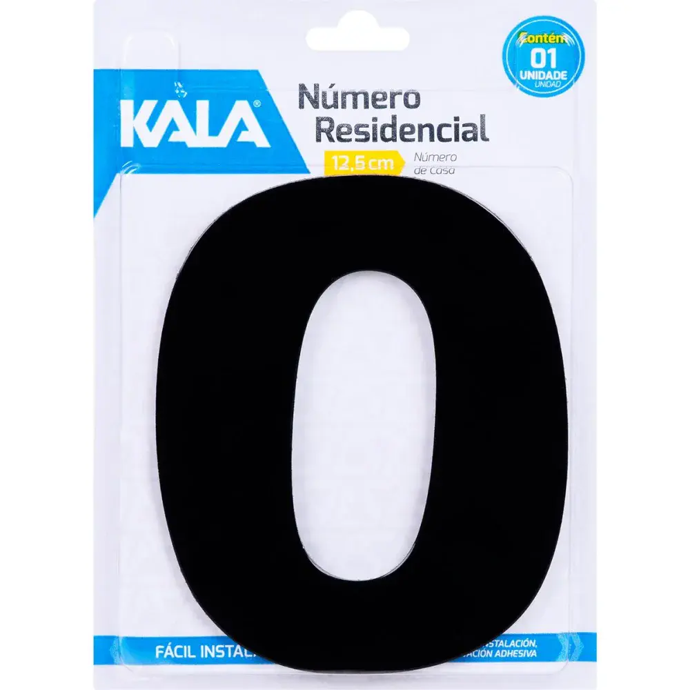 Número residencial N°0 preto 12,5CM Kala — fotografia de referência