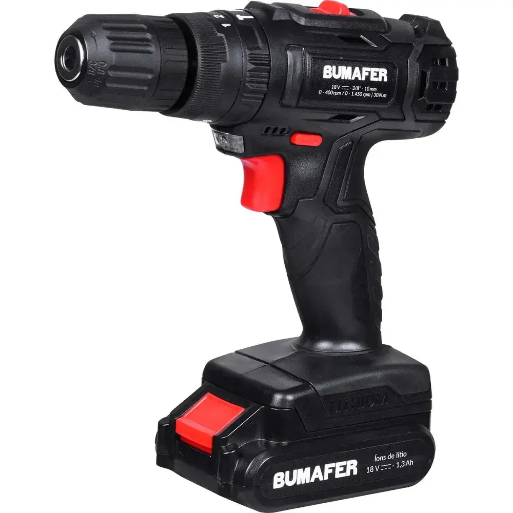 Parafusadeira de impacto a bateria 30NM 18V 18 peç Bumafer — fotografia 9
