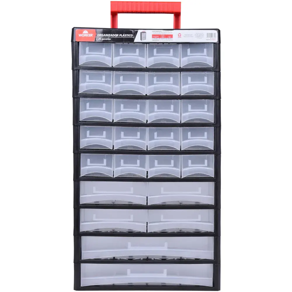 Organizador plástico 26 gavetas 31,5X14X56,5CM Worker — fotografia 3