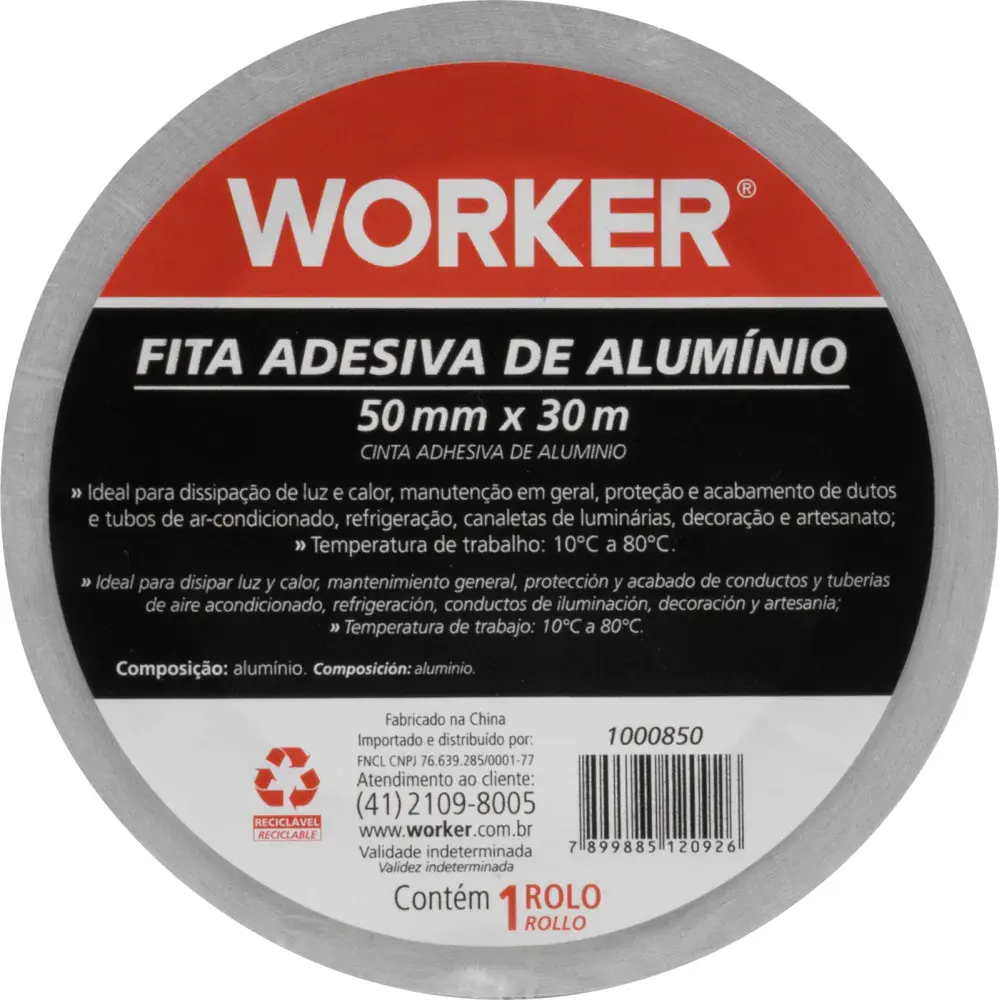 Fita adesiva alumínio 50MM x 30M Worker — fotografia 5