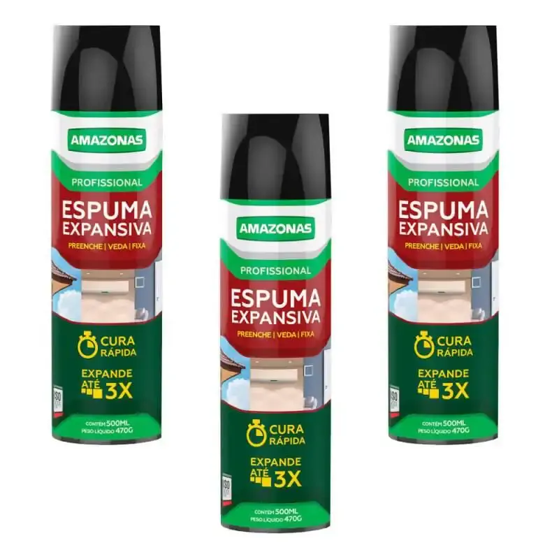 Espuma expansiva 470 GR com 3 peças Amazonas