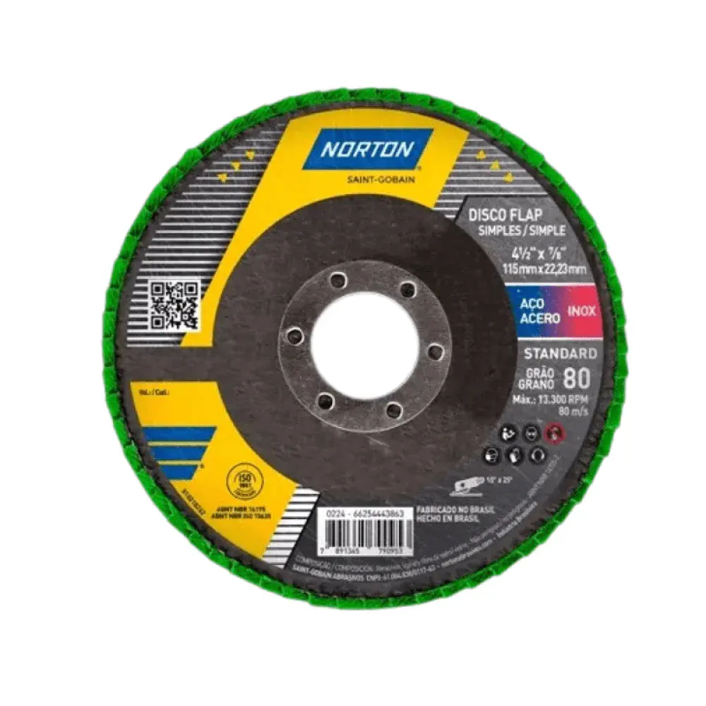 Disco flap grão 80 115MM R244 standard Norton — fotografia de referência