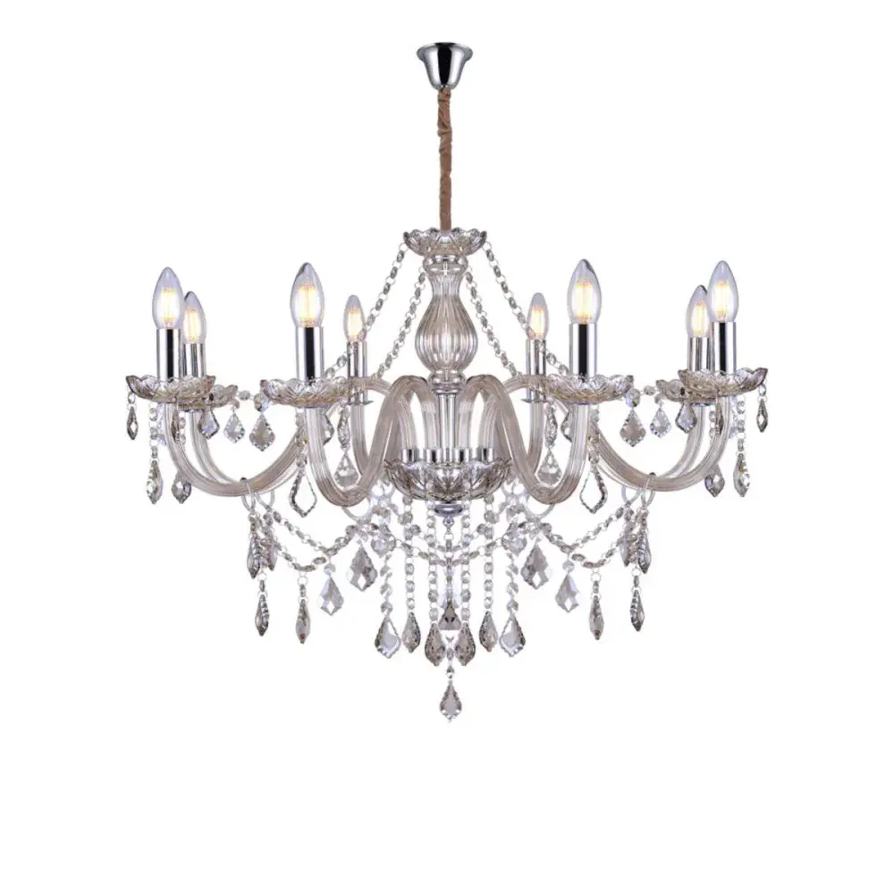 Lustre de cristal conhaque glam 8XE14 320W Taschibra — fotografia de referência