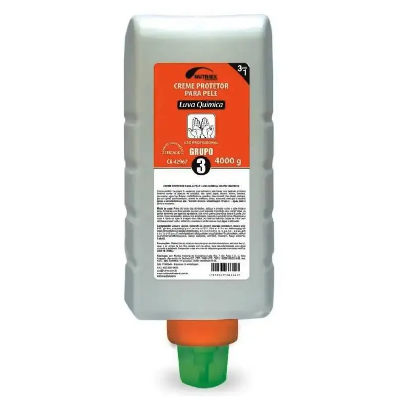 Creme protetor para mãos - luva química - grupo 3 (Água - óleos - pintura) 4.0 KG Nutriex