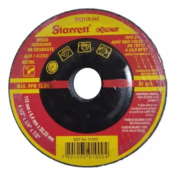 Disco abrasivo de desbaste 115MM DAD115-64X - Starrett