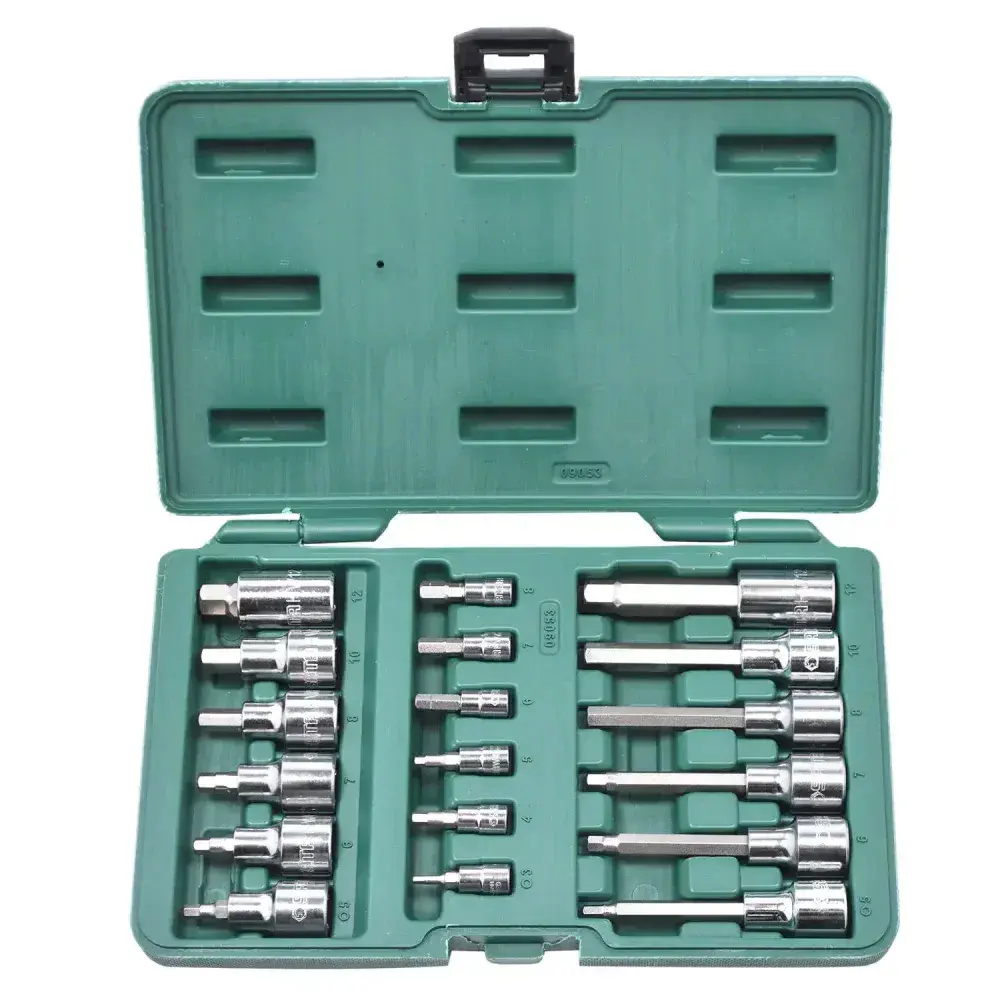 Jogo de soquetes com bits hexagonais 18 pçs 1/4 e 1/2” Sata — fotografia 9