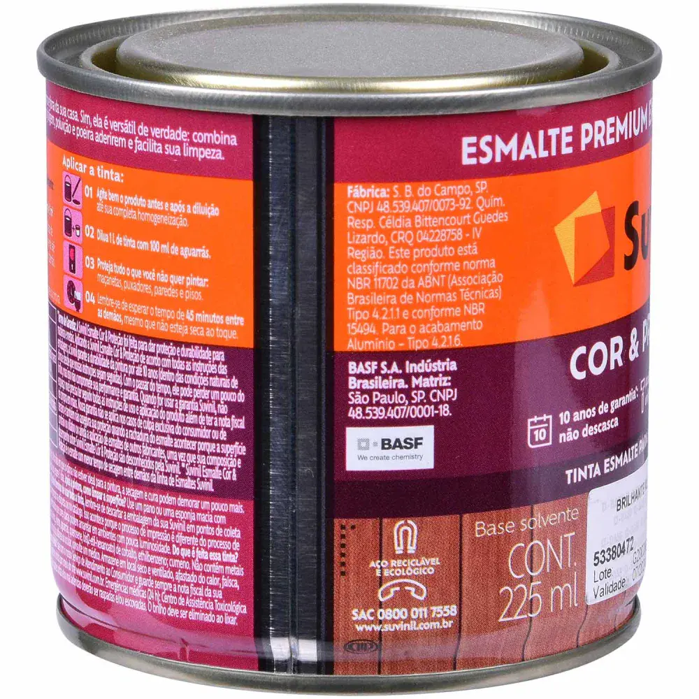 Tinta esmalte corproteção brilhante alumínio 225ML Suvinil — fotografia 4