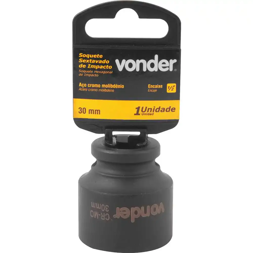 Soquete Sextavado de Impacto Encaixe 1/2 polegada 30Mm Cromado VONDER — fotografia 4