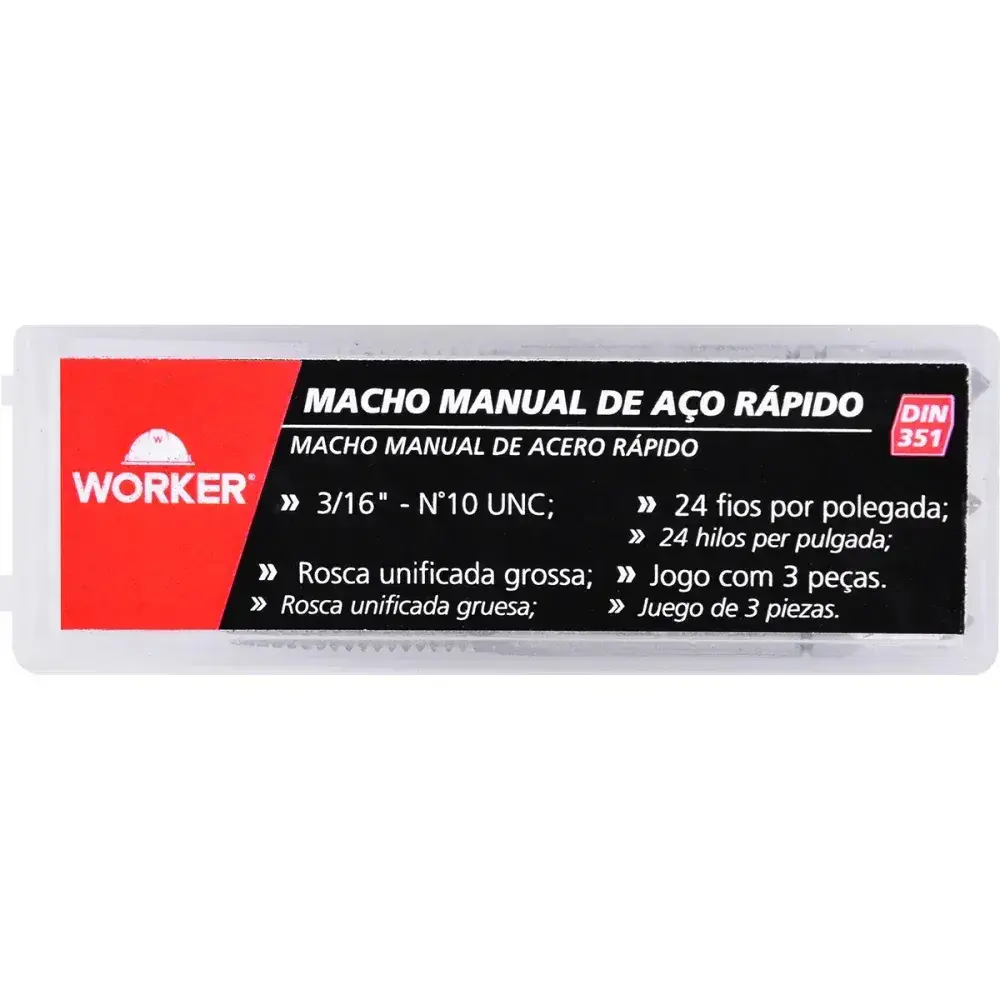Jogo de macho manual DIN351 3/16 3 peç Worker — fotografia 11