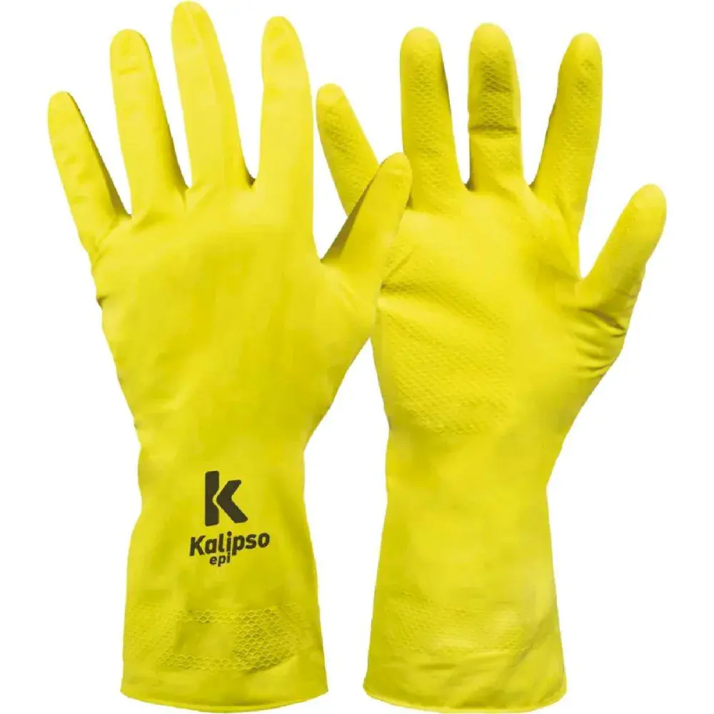 Luva látex light tamanho grande amarelo Kalipso — fotografia 3