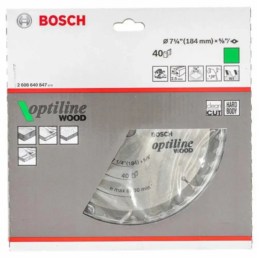 Disco de Corte OptilineWood 184 x 16 MM 40 Dentes BOSCH — fotografia 2