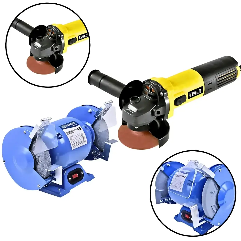 Moto esmeril 6 POL 1/2 HP e esmerilhadeira angular 4.1/2 POL evald 110 V Bremen