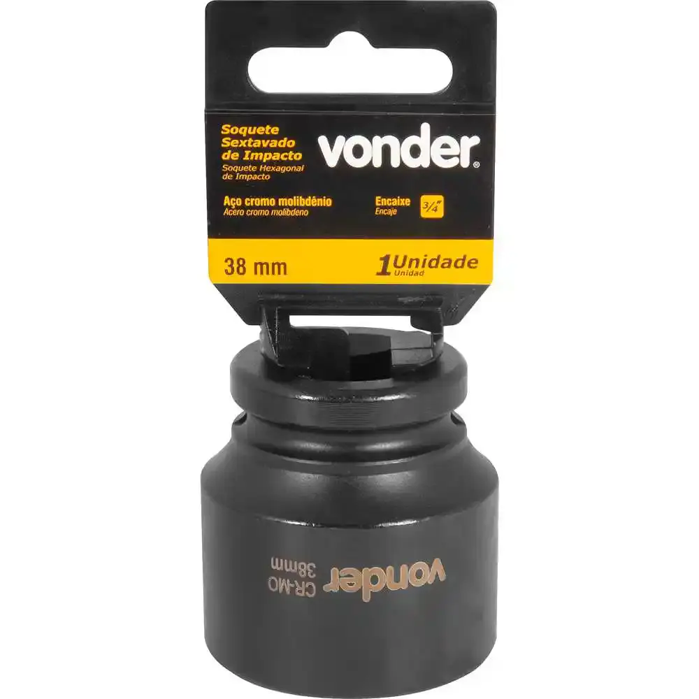 Soquete Sextavado Impacto Encaixe 3/4 polegada 38MM Cromado VONDER — fotografia 2