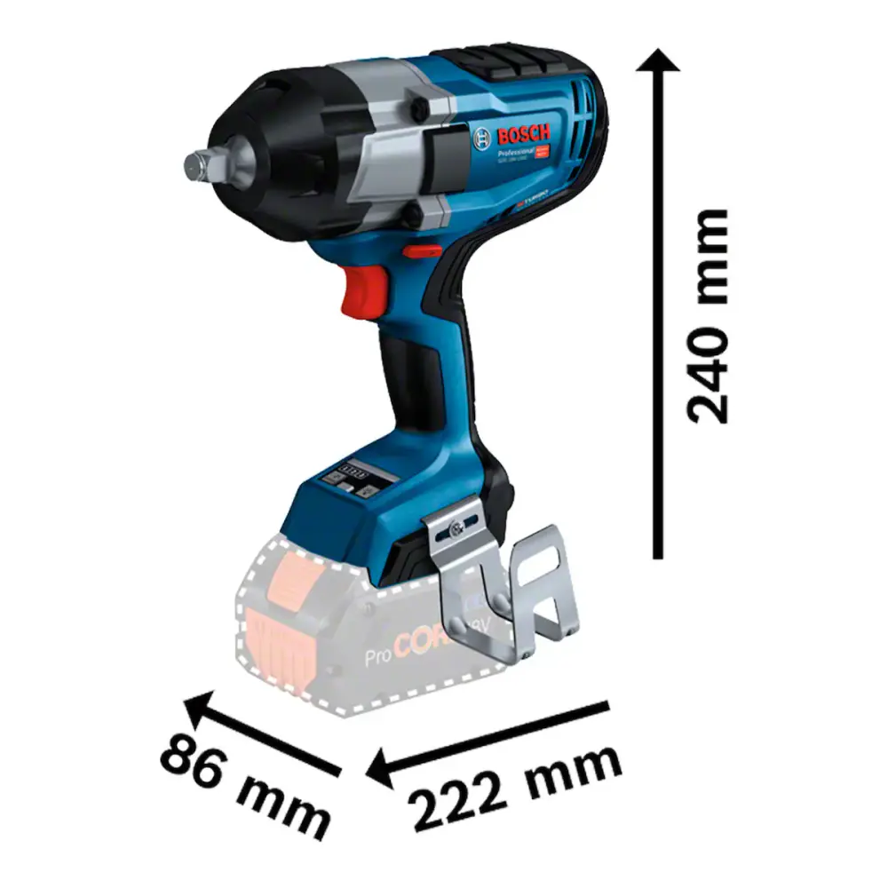 Chave de impacto à bateria 18V 1/2 POL brushless 1000NM sem bateria e carregador GDS18V-1000 Bosch — fotografia 6