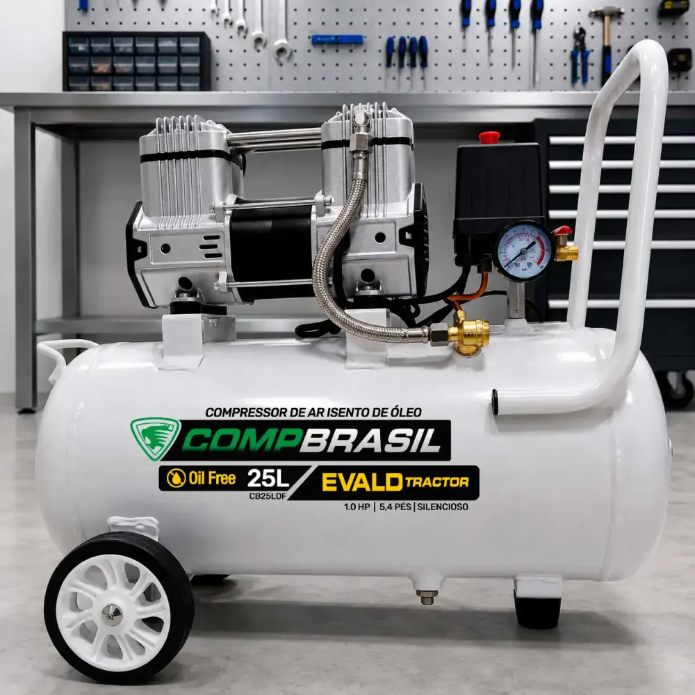 Compressor port isento 5,4 PES 1,0HP 25L evald tractor Compbrasil 110 V — fotografia 3