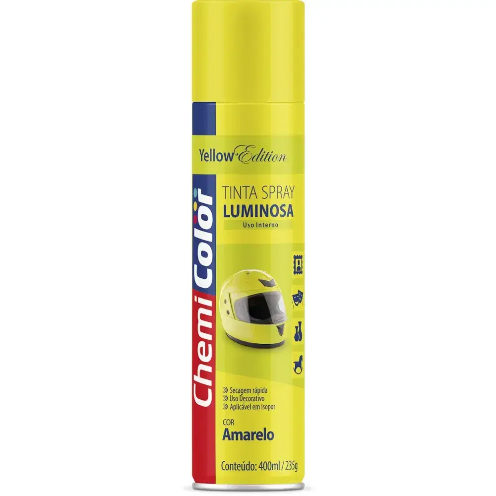 Tinta spray cores luminosas 400ML/250G amarelo Chemicolor — fotografia 2