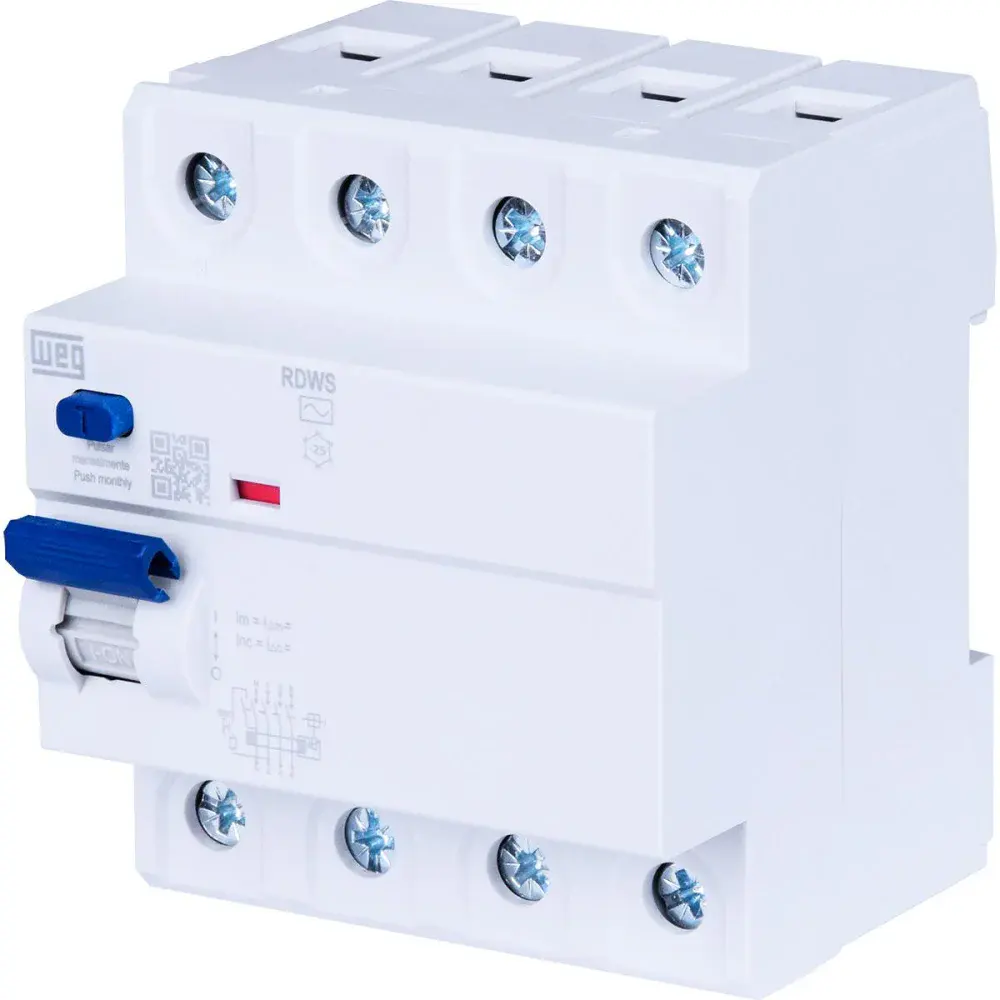 Interruptor diferencial residual 100A 4 polos 30MA rdw WEG