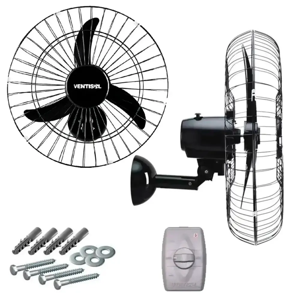 Ventilador de parede oscilante 50 CM bivolt 200W Ventisol + parafusos