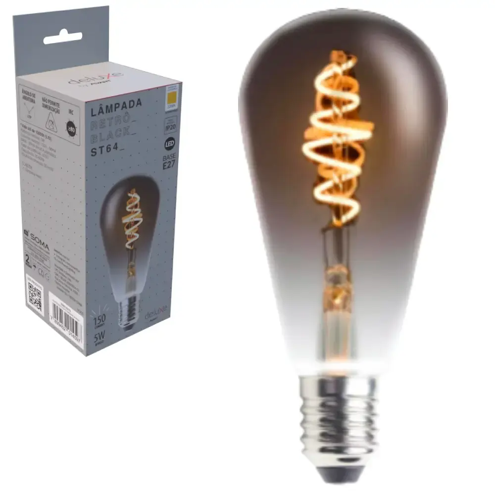 Lâmpada led retro black 5W 2200K ST64 Avant