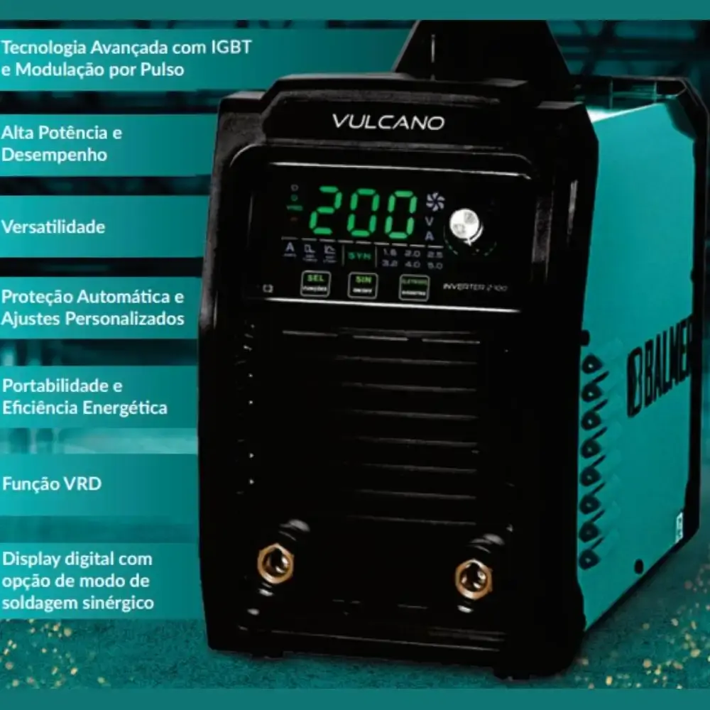 Solda inversora 200A vulcano inverter 2100 220V Balmer 220 V — fotografia 6