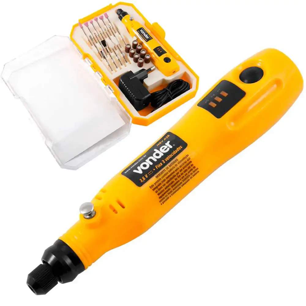 Micro retífica à bateria com 24 acessórios bivolt MBV 036 Vonder