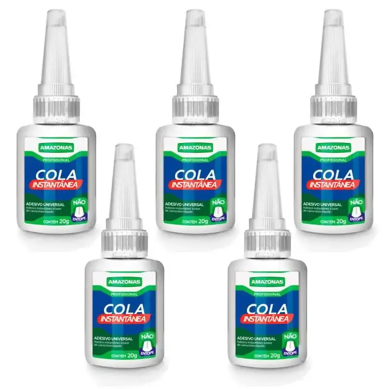 Cola instantânea secagem rápida 20 GR com 5 peças Amazonas