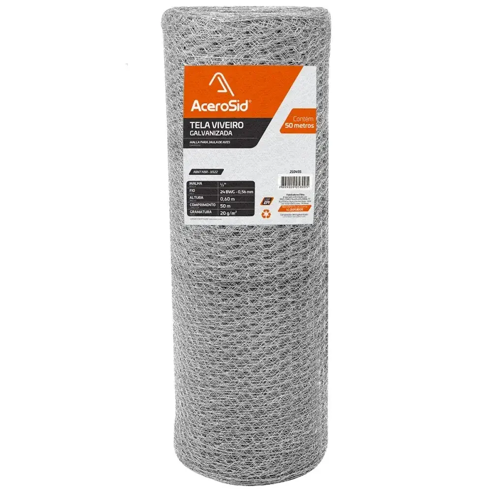 Tela viveiro galvanizada 1/2 fio 24 0,60X50M da Acerosid — fotografia 6