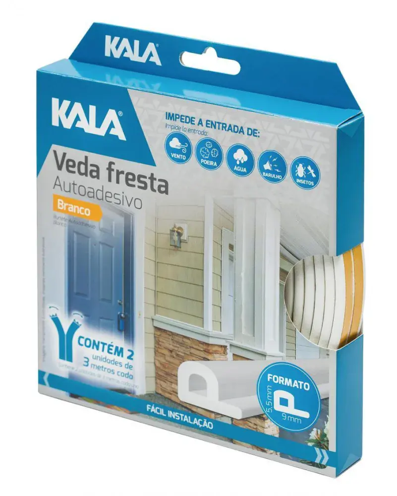 Veda fresta autoadesivo p 9X5,5MM-6M branco Kala — fotografia 3