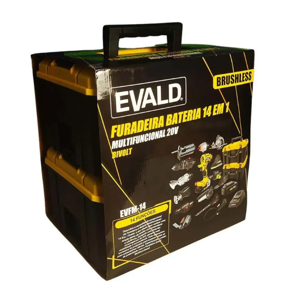Kit furadeira bateria 20V multifuncional 14 em 1 brushless EVFM-14 Evald Bivolt — fotografia 5