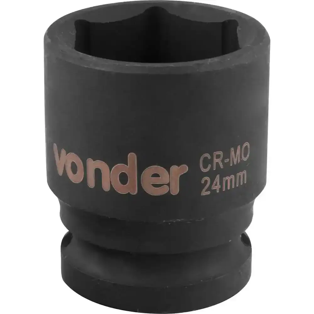 Soquete Sextavado de Impacto Encaixe 1/2 polegada 24Mm cromado VONDER — fotografia 3