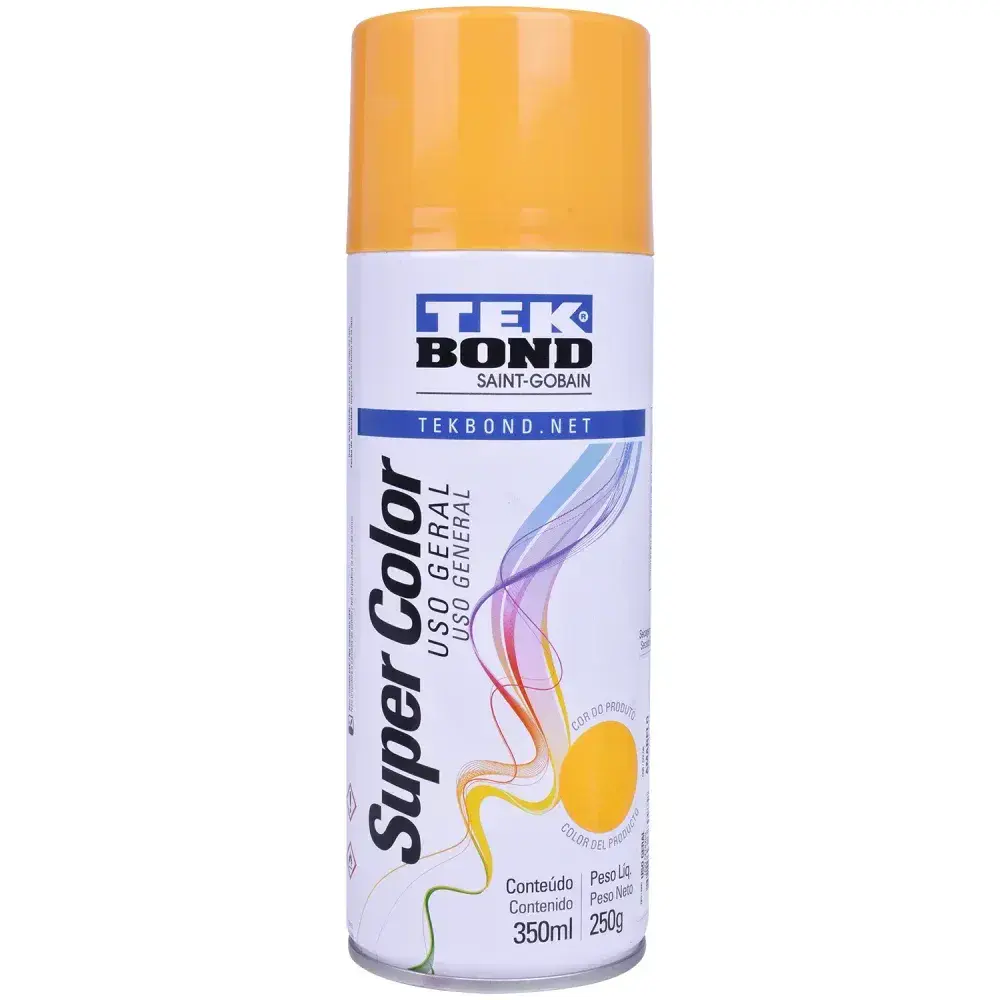 Tinta spray uso geral amarelo 350ML Tekbond — fotografia 6
