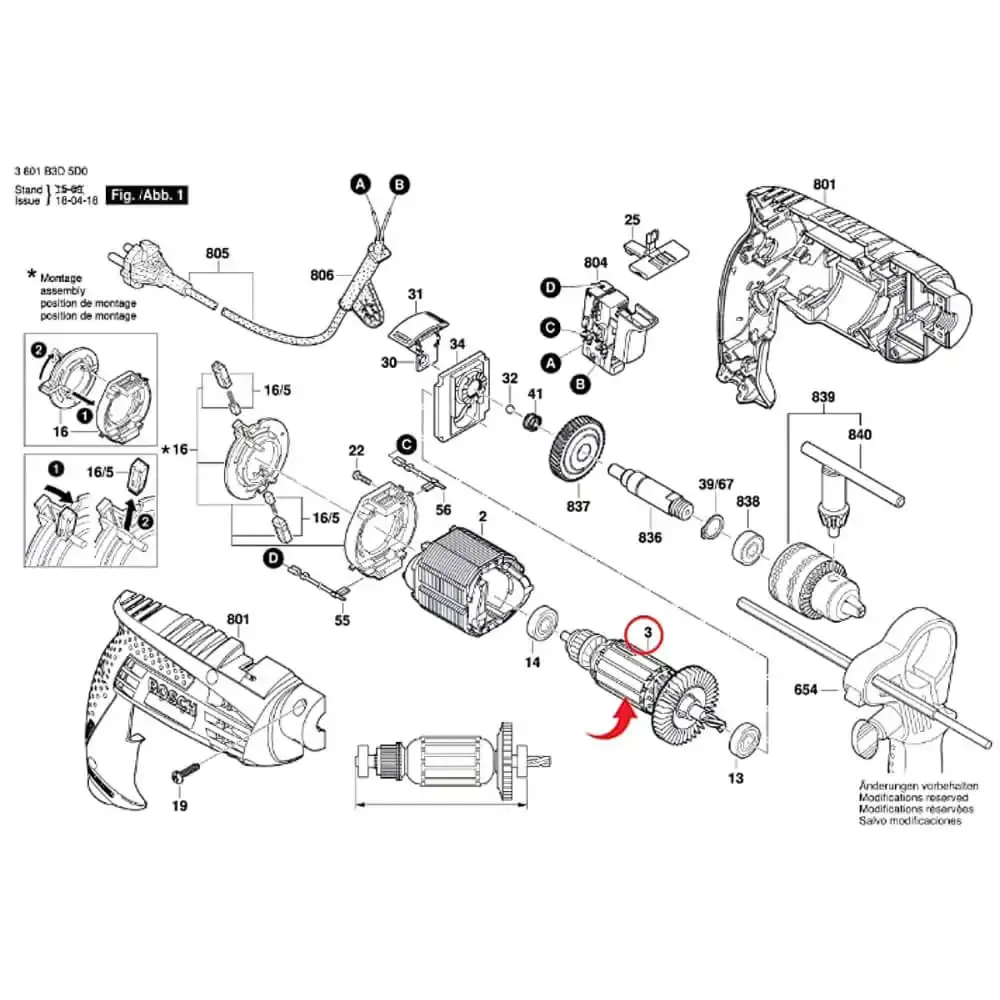 Induzido para furadeira GSB 13 RE em 220V Bosch 220 V — fotografia 5