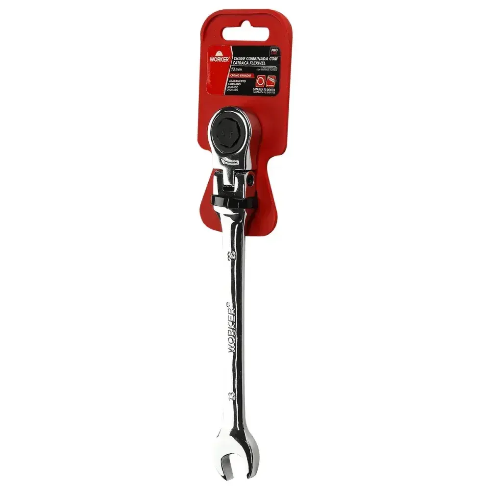 Chave combinada com catraca e cabeça flexível 13MM Worker — fotografia 4