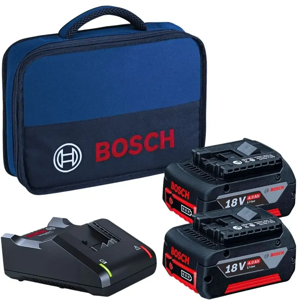 Bolsa transporte para ferramentas 12 POL e 2 baterias 18V 4.0AH e 1 carregador bivolt Bosch — fotografia de referência