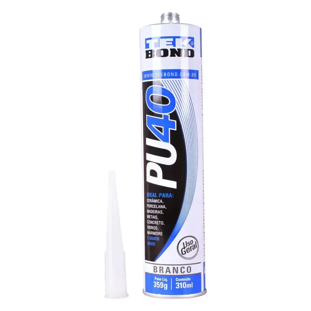 Adesivo poliuretano PU40 branco cartucho 310ML Tekbond — fotografia 6