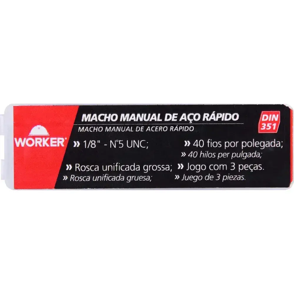 Jogo de macho manual DIN351 unc 1/8 3 peç Worker — fotografia 12
