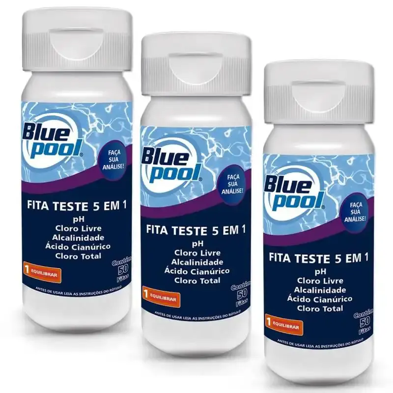 Fita para Teste de Piscinas 5 em 1 Kit com 150 Fitas 250112B Bluepool by FLUIDRA