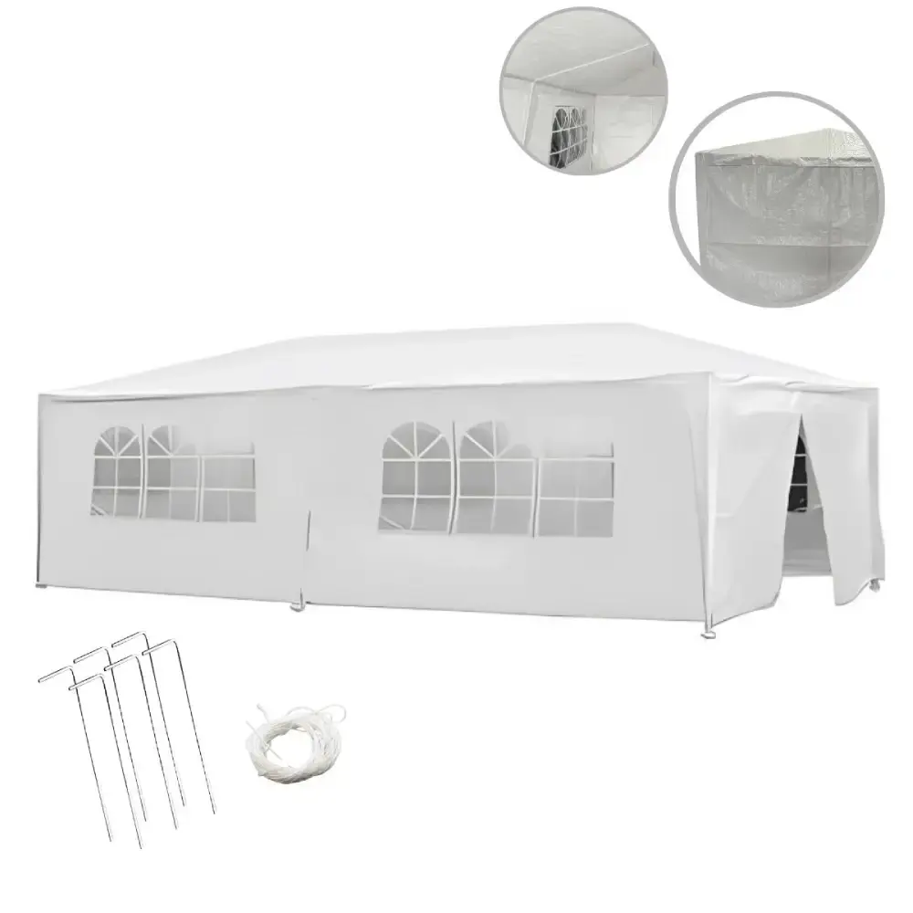 Tenda gazebo 3X6 em aço dobrável com parede e porta branco IWGZM36BR ImportWay