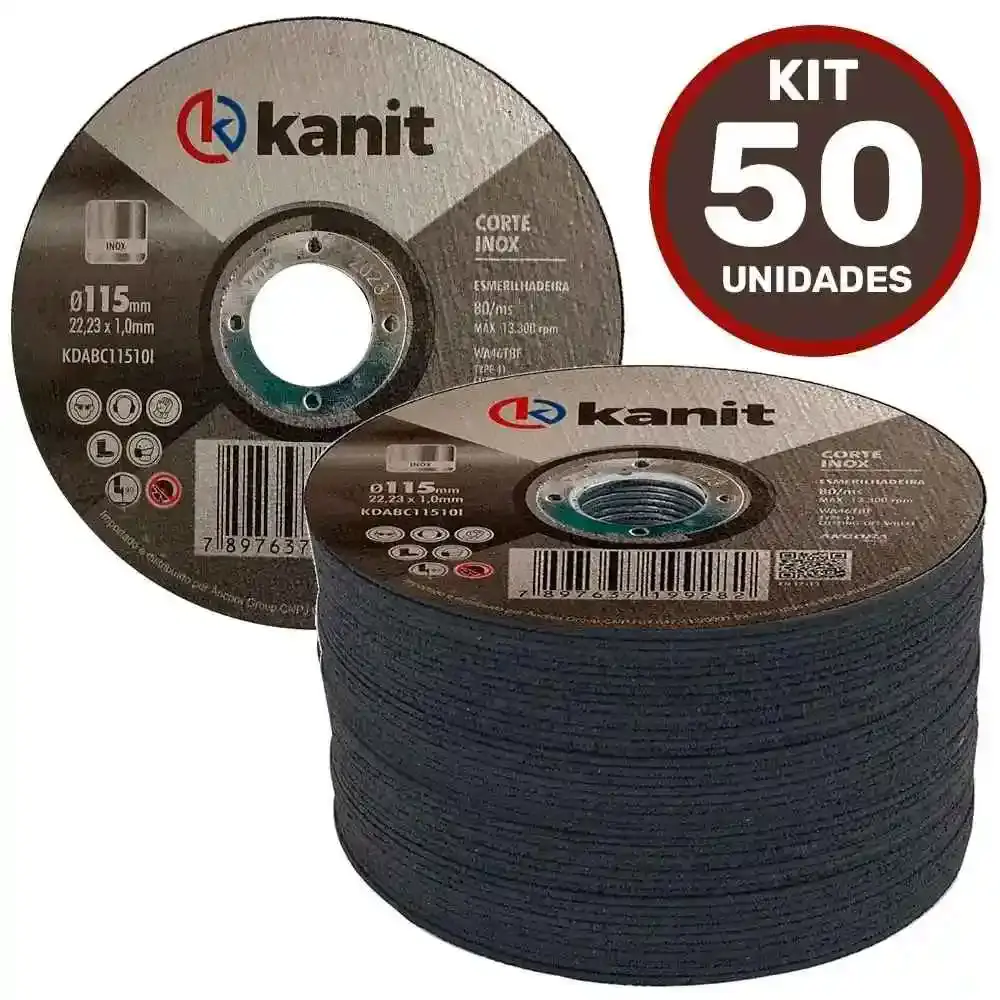 Disco de Corte Aço Inox 4.1/2 POL x 1.0 MM Kit com 50 Unidades KANIT — fotografia 2