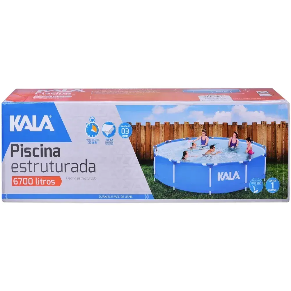 Piscina estruturada 6700L em pvc tripla camada com kit reparo Kala — fotografia 5