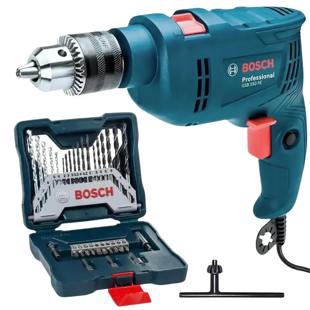 Furadeira de impacto 550W 1/2POL com kit de pontas 33 peças Bosch 110 V — fotografia de referência