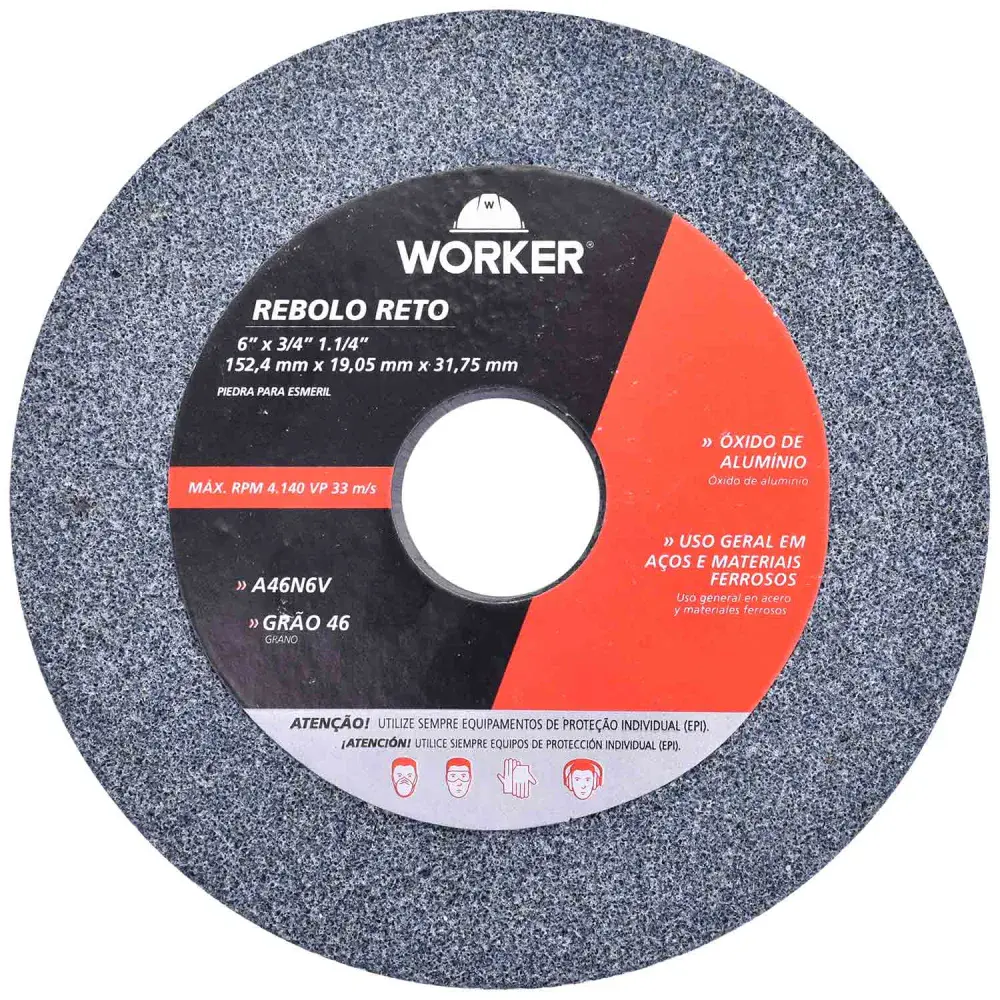 Rebolo reto uso geral 6” x 3/4” Worker