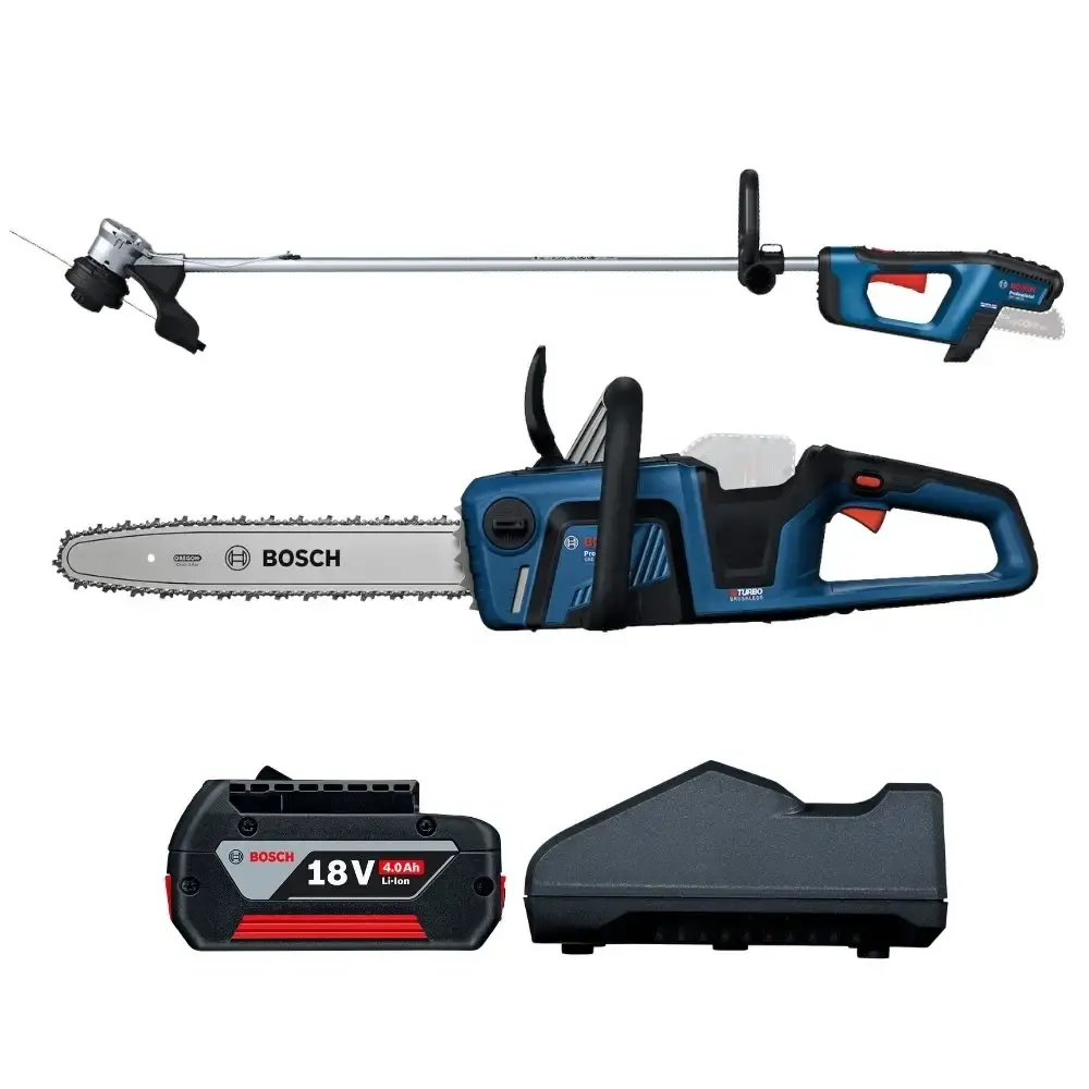 Motosserra GKE 18V-40 com aparador de grama GRT 18V-33 e bateria 18V 4,0AH carregador bivolt Bosch — fotografia 2